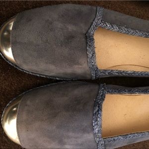 Stuart Weitzman suede with silver tip flats